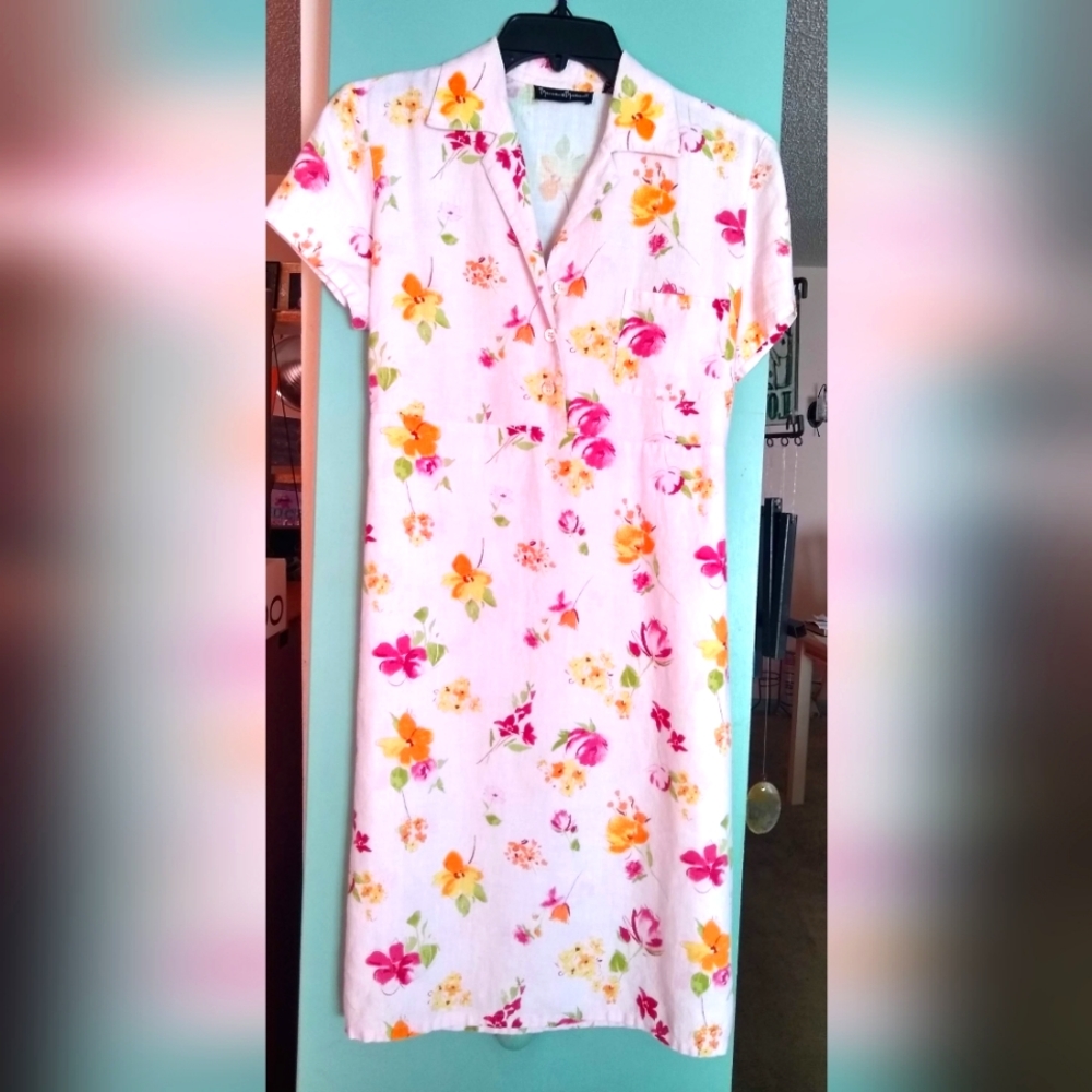 Pretty print linen dress